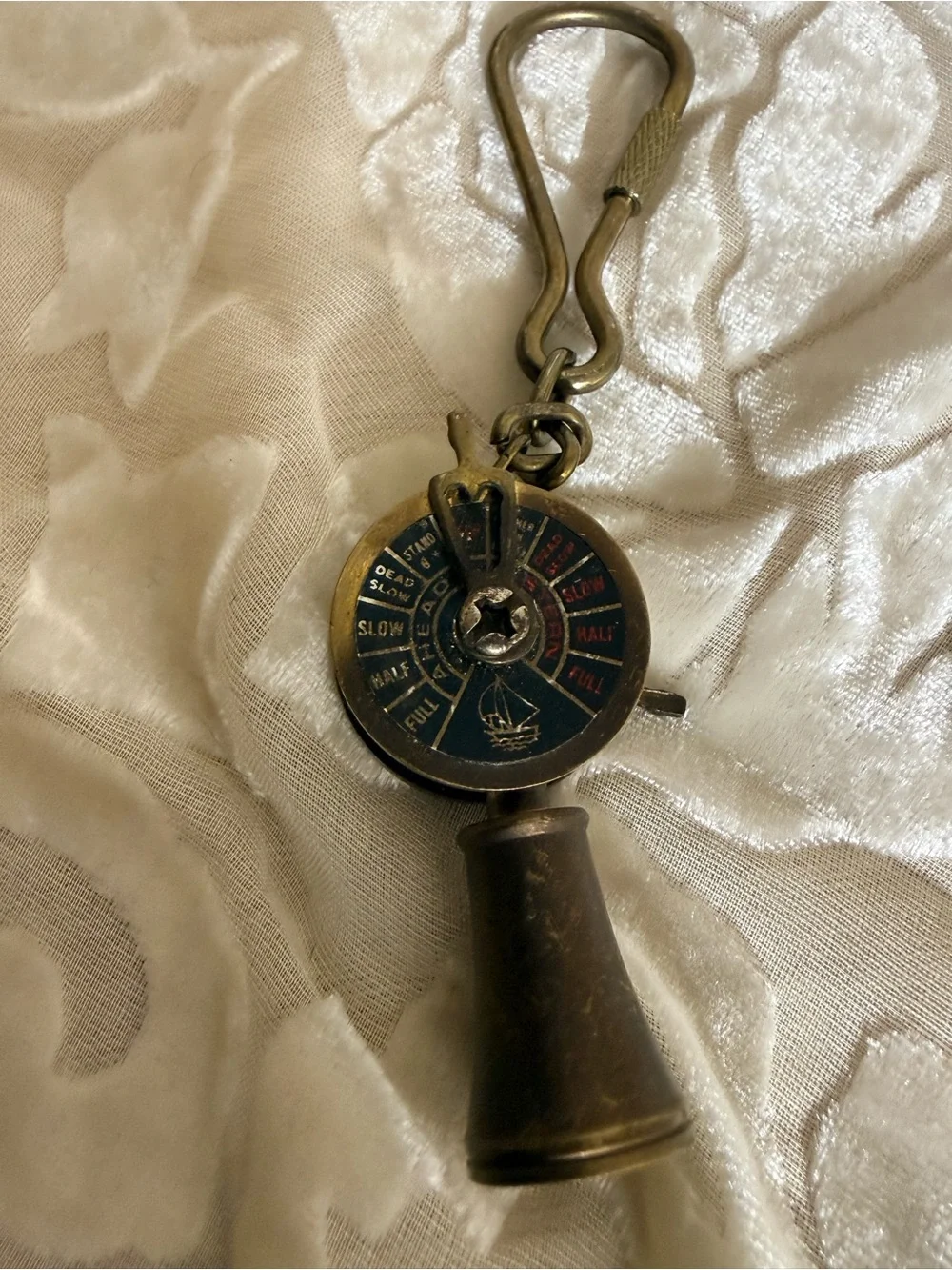 Chor Brass-Tone Ship Engine Dial Key Holder with Black Dial